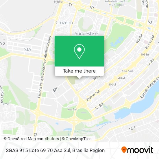 SGAS 915  Lote 69 70   Asa Sul map