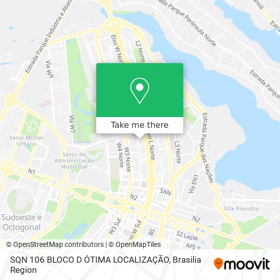SQN 106 BLOCO D ÓTIMA LOCALIZAÇÃO map