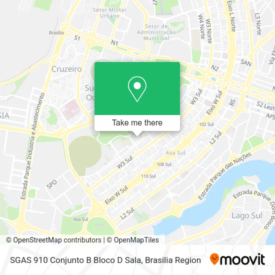 SGAS 910  Conjunto B   Bloco D Sala map