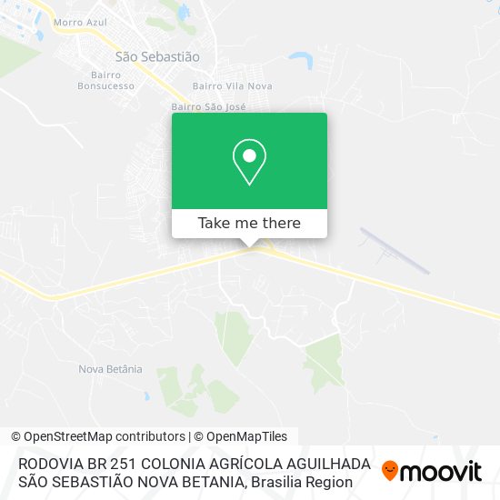 RODOVIA BR 251 COLONIA AGRÍCOLA AGUILHADA SÃO SEBASTIÃO NOVA BETANIA map