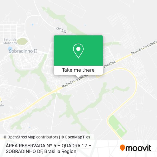 ÁREA RESERVADA Nº 5 – QUADRA 17 – SOBRADINHO   DF map