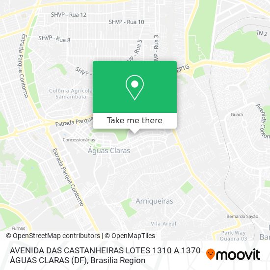 Mapa AVENIDA DAS CASTANHEIRAS  LOTES 1310 A 1370   ÁGUAS CLARAS (DF)