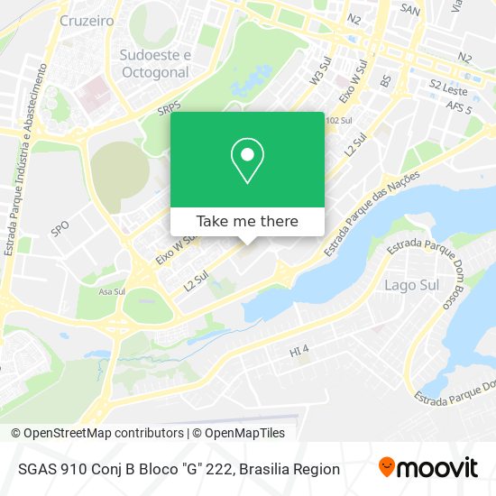 SGAS 910 Conj  B Bloco "G" 222 map