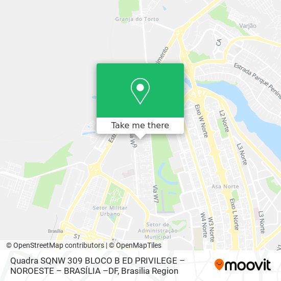 Mapa Quadra SQNW 309 BLOCO B ED  PRIVILEGE – NOROESTE – BRASÍLIA –DF