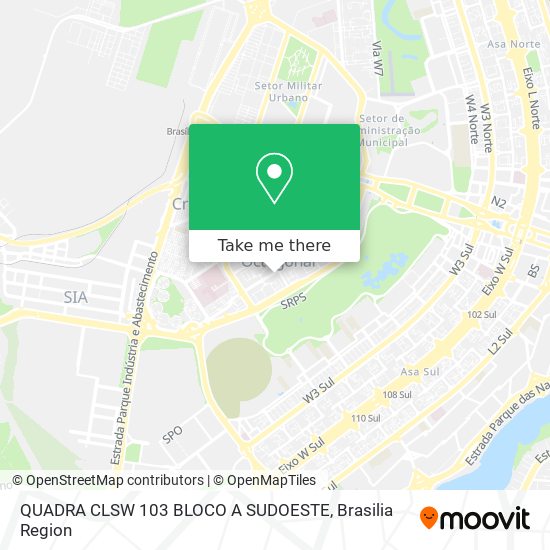 QUADRA CLSW 103 BLOCO A SUDOESTE map