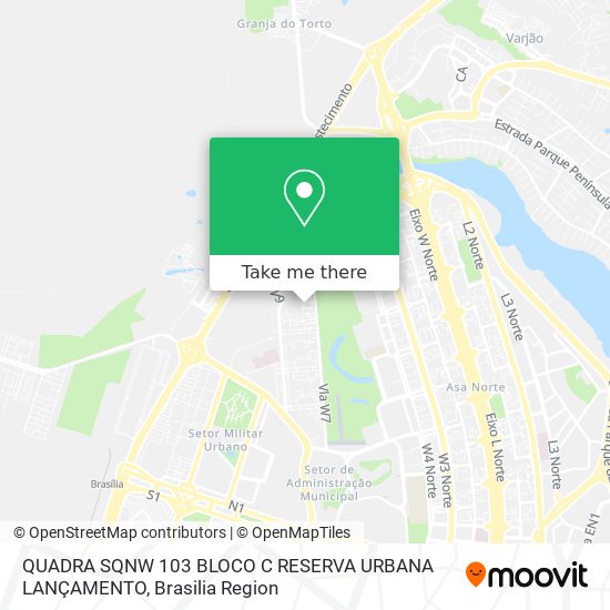 Mapa QUADRA SQNW 103 BLOCO C RESERVA URBANA LANÇAMENTO