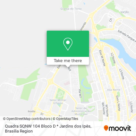 Quadra SQNW 104 Bloco D * Jardins dos Ipês map
