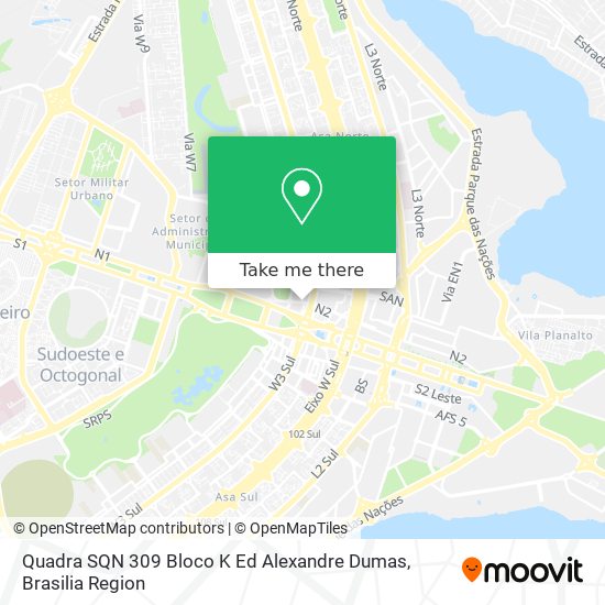 Quadra SQN 309 Bloco K   Ed  Alexandre Dumas map