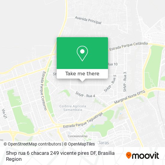 Shvp rua 6 chacara 249 vicente pires DF map