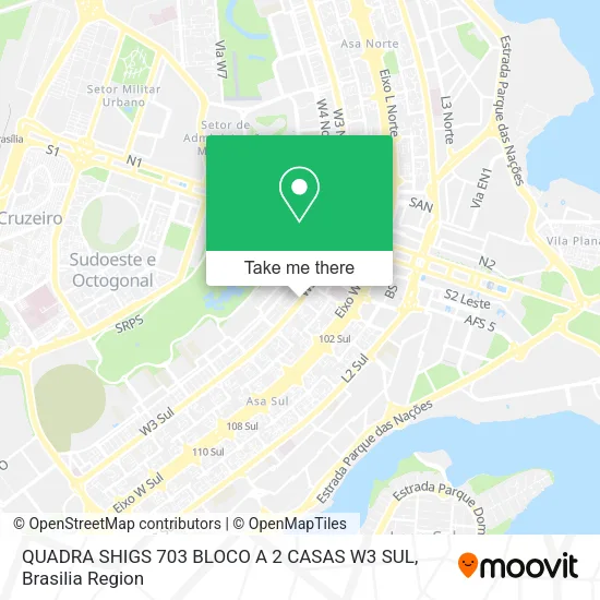 QUADRA SHIGS 703 BLOCO A   2 CASAS   W3 SUL map
