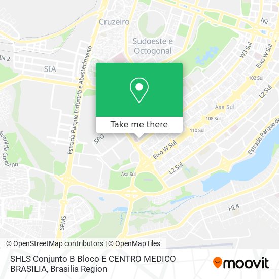 SHLS Conjunto B  Bloco E CENTRO MEDICO BRASILIA map