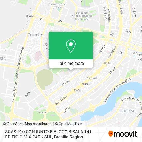 SGAS 910 CONJUNTO B BLOCO B SALA 141 EDIFICIO MIX PARK SUL map