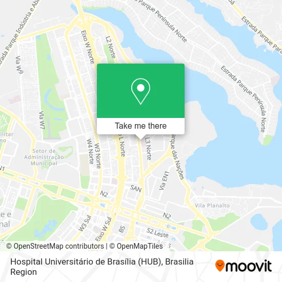 Hospital Universitário de Brasília (HUB) map