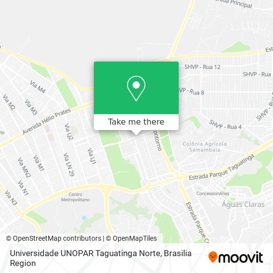 Mapa Universidade UNOPAR Taguatinga Norte