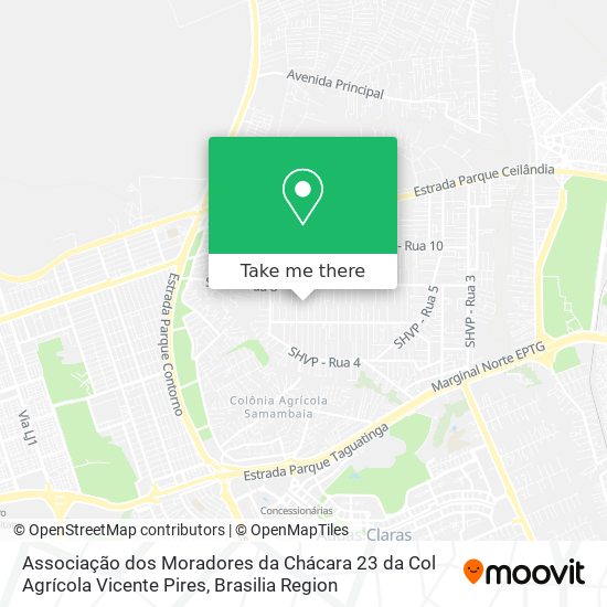 Mapa Associação dos Moradores da Chácara 23 da Col Agrícola Vicente Pires