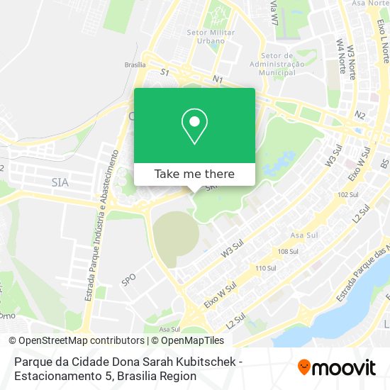 Mapa Parque da Cidade Dona Sarah Kubitschek - Estacionamento 5