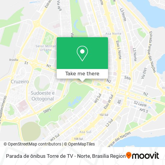 Parada de ônibus Torre de TV - Norte map