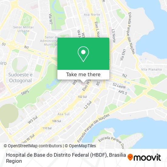 Mapa Hospital de Base do Distrito Federal (HBDF)