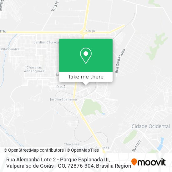 Mapa Rua Alemanha Lote 2 - Parque Esplanada III, Valparaíso de Goiás - GO, 72876-304