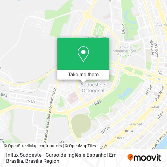 Influx Sudoeste - Curso de Inglês e Espanhol Em Brasília map