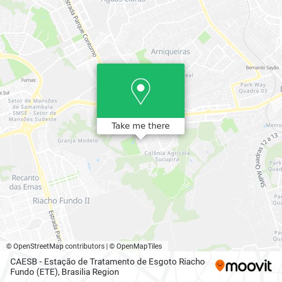 Mapa CAESB - Estação de Tratamento de Esgoto Riacho Fundo (ETE)