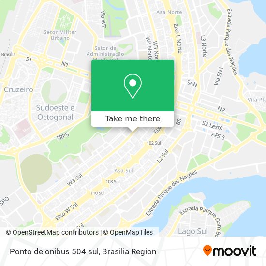 Mapa Ponto de onibus 504 sul