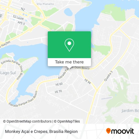 Monkey Açaí e Crepes map