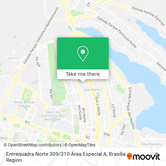 Entrequadra Norte 309 / 310 Área Especial A map
