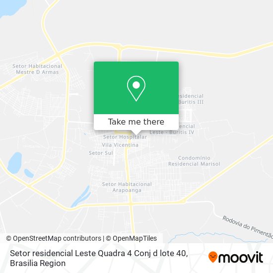 Setor residencial Leste Quadra 4 Conj d lote 40 map