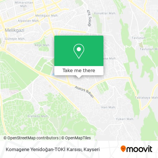 how to get to komagene yenidogan toki karsisi in melikgazi by bus or light rail