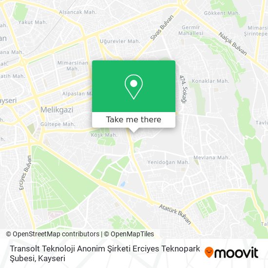 Transolt Teknoloji Anonim Şirketi Erciyes Teknopark Şubesi map