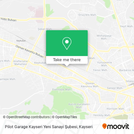 Pilot Garage Kayseri Yeni Sanayi Şubesi map