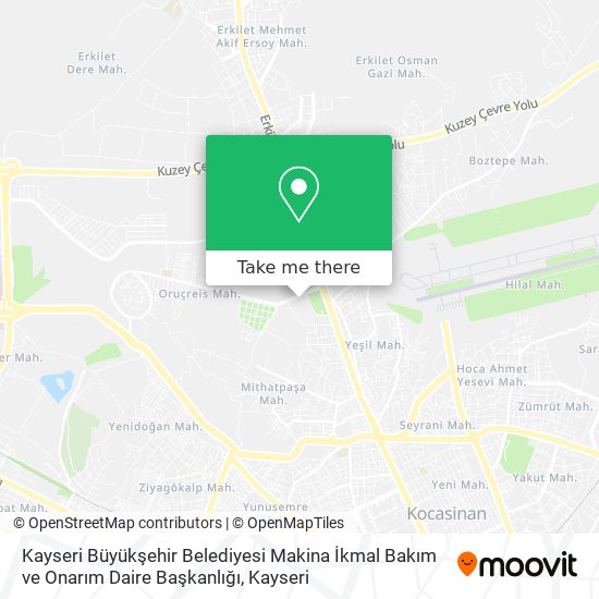 Kayseri Büyükşehir Belediyesi Makina İkmal Bakım ve Onarım Daire Başkanlığı map