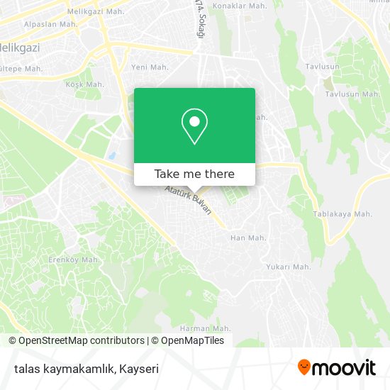 talas kaymakamlık map