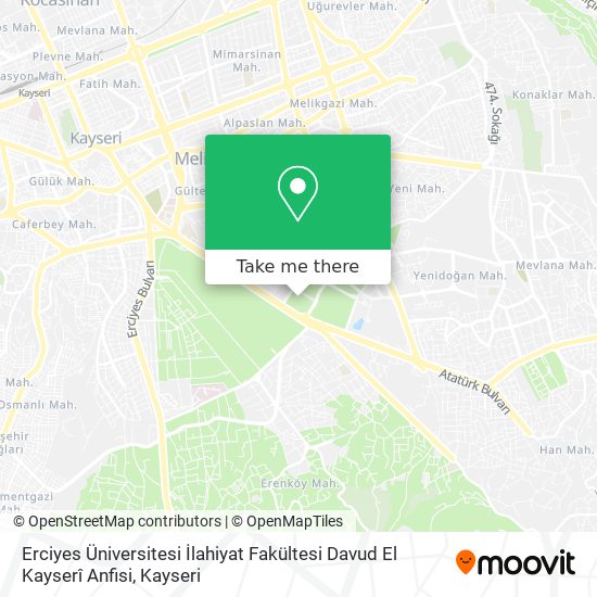 Erciyes Üniversitesi İlahiyat Fakültesi Davud El Kayserî Anfisi map