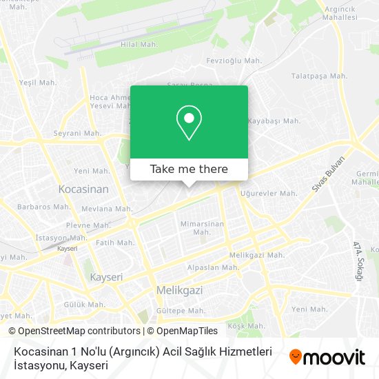 Kocasinan 1 No'lu (Argıncık) Acil Sağlık Hizmetleri İstasyonu map