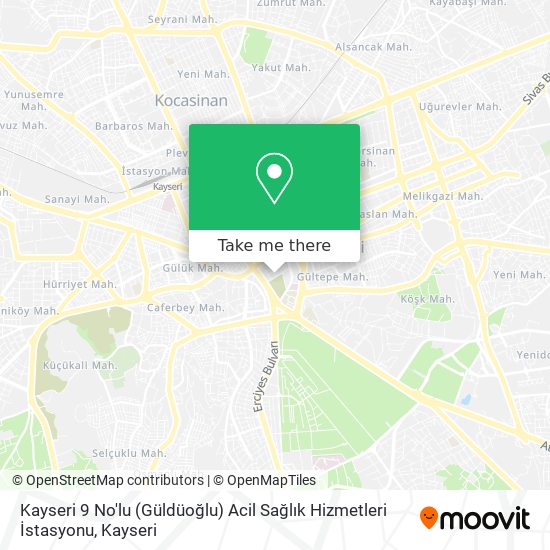 Kayseri 9 No'lu (Güldüoğlu) Acil Sağlık Hizmetleri İstasyonu map
