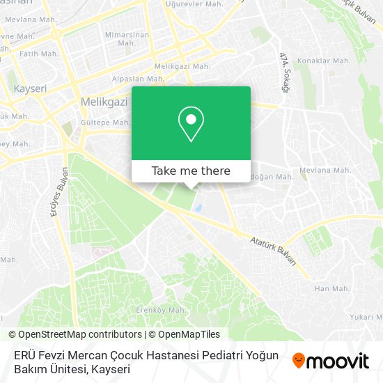 ERÜ Fevzi Mercan Çocuk Hastanesi Pediatri Yoğun Bakım Ünitesi map