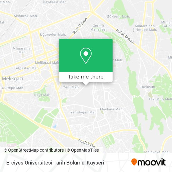 Erciyes Üniversitesi Tarih Bölümü map