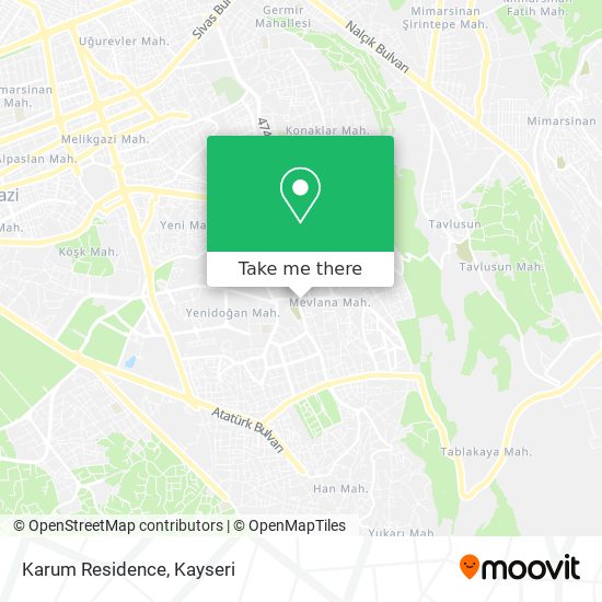 how to get to karum residence in melikgazi by bus