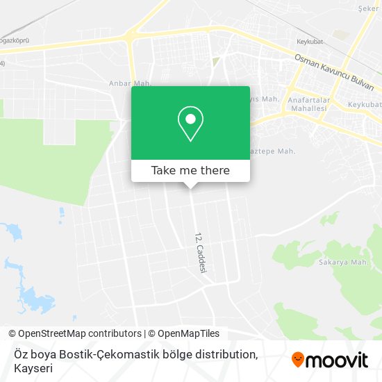 Öz boya Bostik-Çekomastik  bölge distribution map
