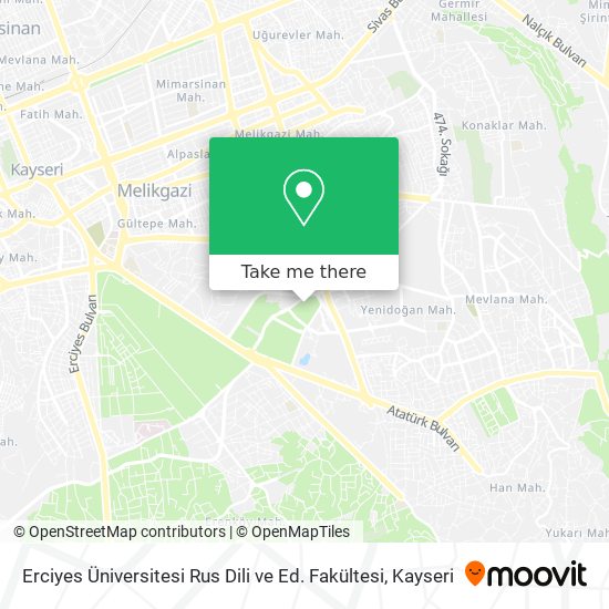 Erciyes Üniversitesi Rus Dili ve Ed. Fakültesi map