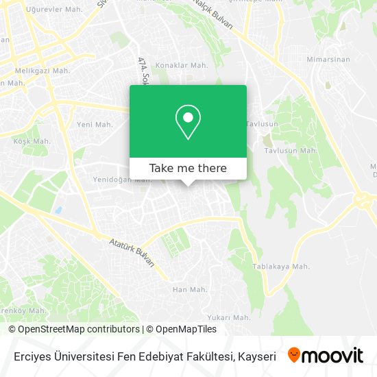 Erciyes Üniversitesi Fen Edebiyat Fakültesi map