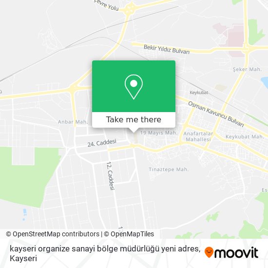 kayseri organize sanayi bölge müdürlüğü yeni adres map