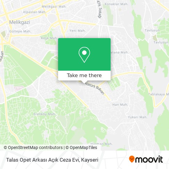 Talas Opet Arkası Açık Ceza Evi map
