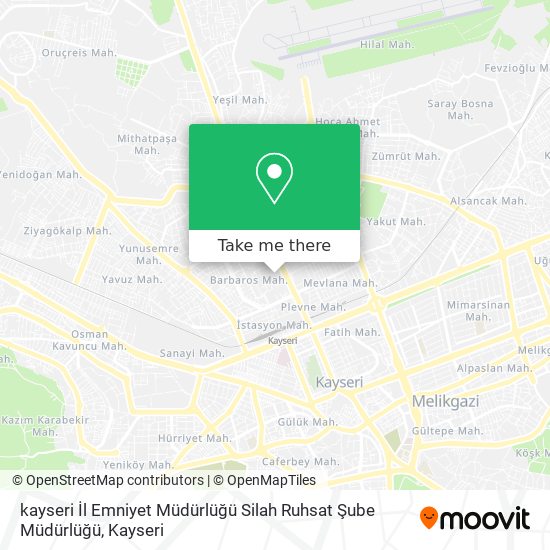 kayseri İl Emniyet Müdürlüğü Silah Ruhsat Şube Müdürlüğü map