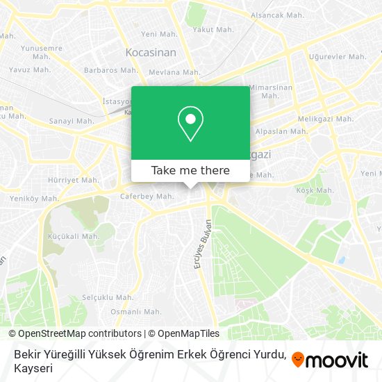 Bekir Yüreğilli Yüksek Öğrenim Erkek Öğrenci Yurdu map