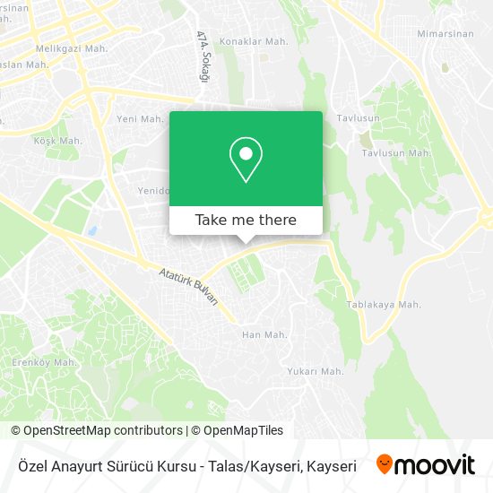 Özel Anayurt Sürücü Kursu - Talas / Kayseri map