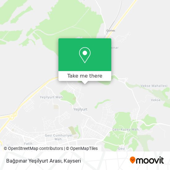 Bağpınar Yeşilyurt Arası map