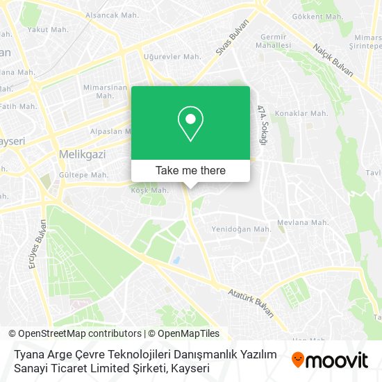 Tyana Arge Çevre Teknolojileri Danışmanlık Yazılım Sanayi Ticaret Limited Şirketi map